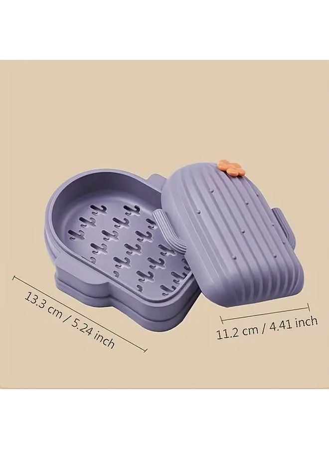 Pink Cactus Soap Box With Lid Shower Gel Holder Drainage Holes Bathroom Decor - Image 3